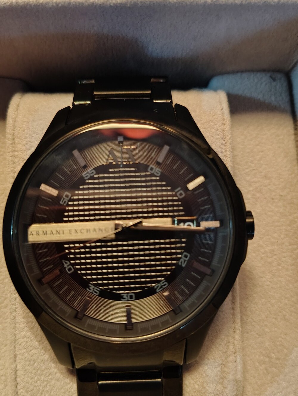 Armani Exchange Men's Black Dial Black Stainless Steel Bracelet Watch